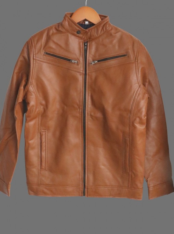 Tan Leather Jacket for Men – Classic Biker & Casual Style by Boer and Fitch