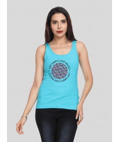 Turquiose Sleeveless Printed Stretch Top