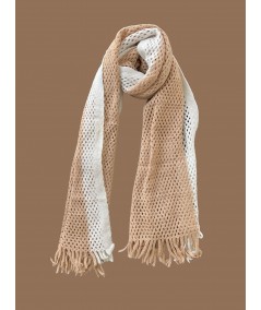 Unisex White & Brown Blended Fabric Stole – Soft, Stylish & Versatile Wrap