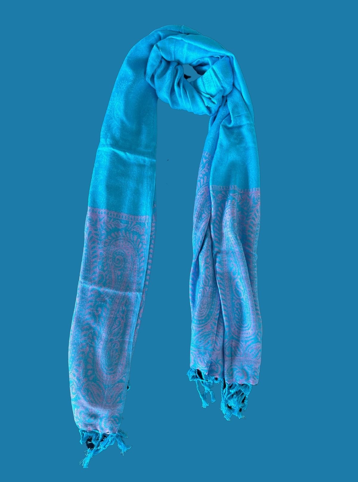 Unisex Sky Blue Viscose Blend Stole – Lightweight & Elegant Layer