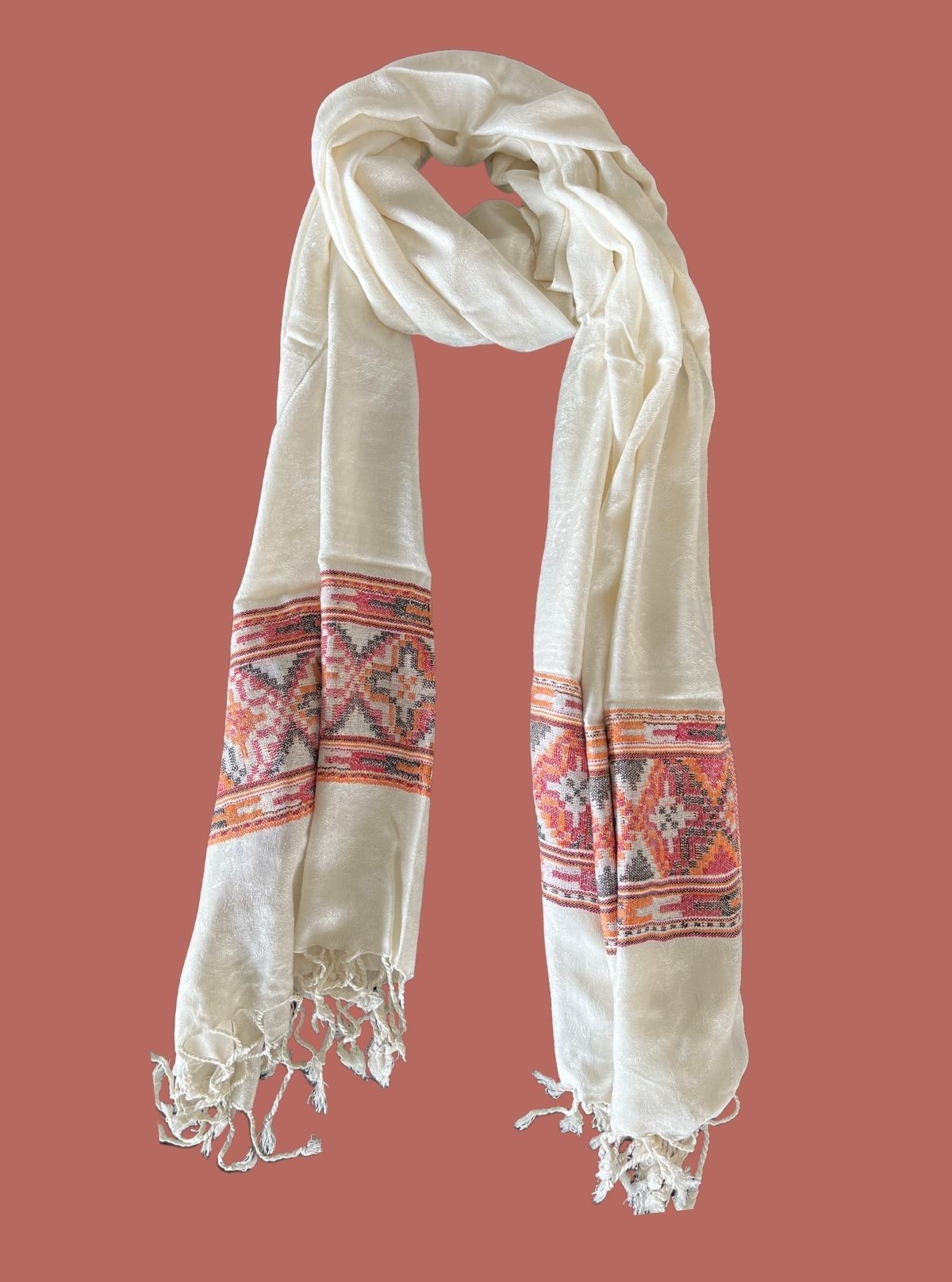 Unisex Cream White Stole in Viscose Blend – Lightweight Elegant Wrap