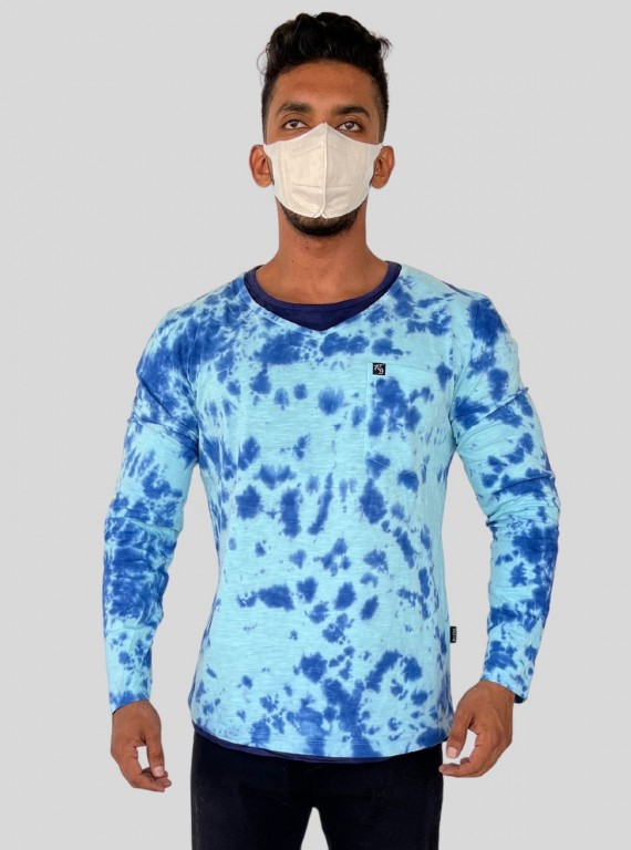 Men’s Pastel Blue Tie and Dye T‑Shirt – Soft Cotton Summer Essential