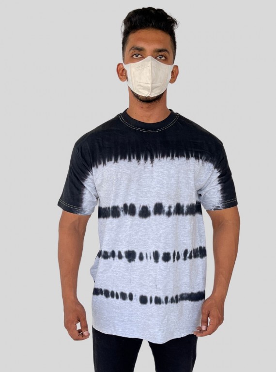 Men’s Tinted White and Black Tie and Dye T‑Shirt – Urban Streetwear Cotton Tee
