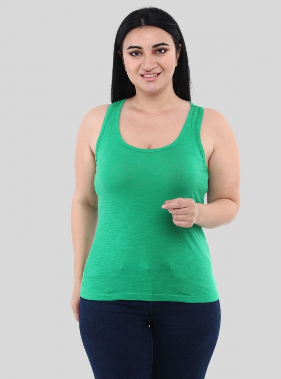 Green Raw Edge Sleeveless Top