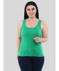 Green Raw Edge Sleeveless Top