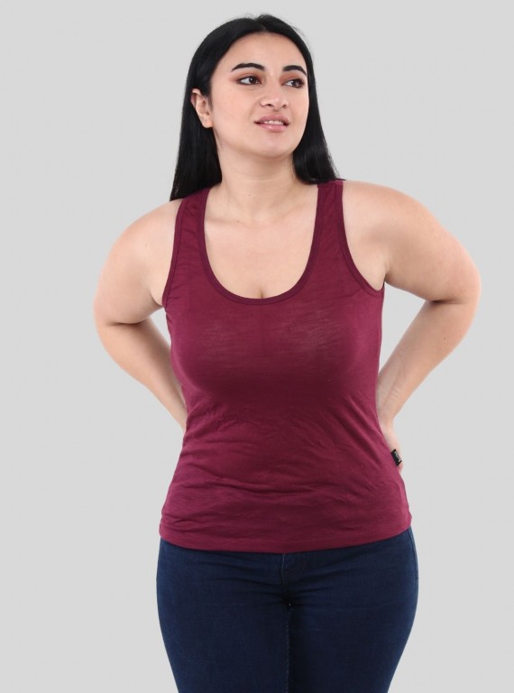 Women’s Solid Burgundy Sleeveless Top – Boer and Fitch