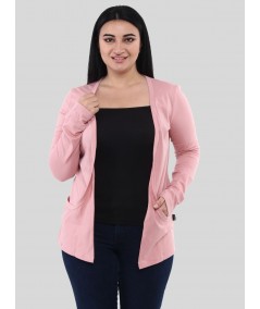 Women's Solid Pink Cotton Slub Shrug – Lightweight Layering Essential