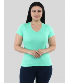 Women’s Light Green V-Neck Short Sleeve Cotton Jersey T-Shirt by Boer and Fitch