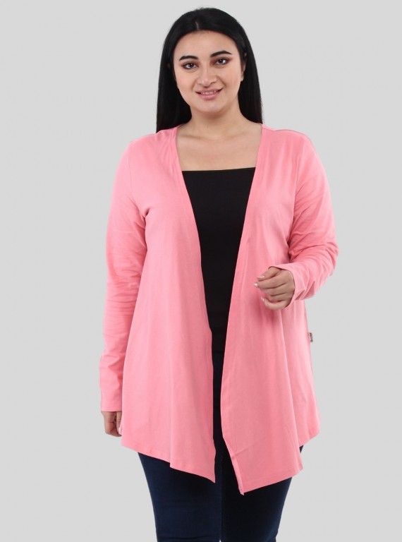 Women's Pink Flowing Shrug in 100% Cotton Feather Touch Fabric