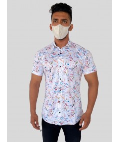 Men’s Multi Color Printed Poly Shirt – Vibrant & Stylish Casual Wear by Boer & Fitch