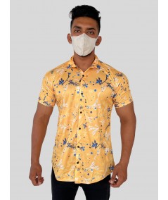 Men’s Yellow Classic Printed Poly Shirt – Lightweight Statement Wear by Boer & Fitch