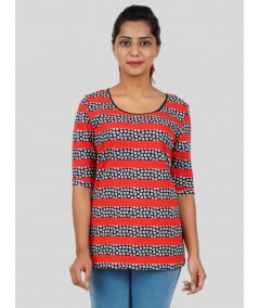 Women's Red Striped Floral Top – Bold, Feminine & Trendy by Boer & Fitch
