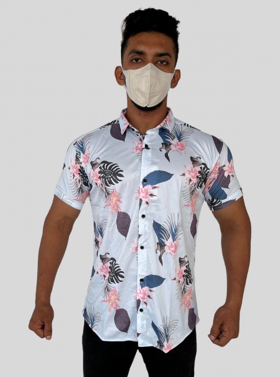 Men’s Floral Print Poly Shirt – Stylish Slim Fit Casual Shirt by Boer & Fitch