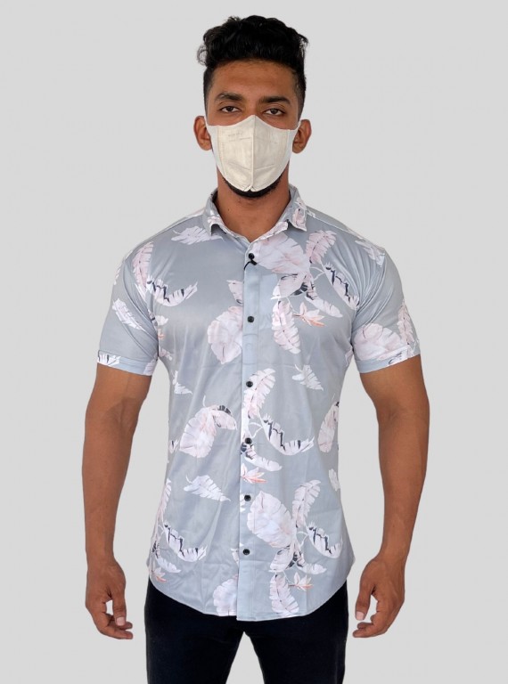 Grey Printed Shirt for Men