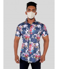 Men’s Multi-Color Printed Short Sleeve Shirt in Premium Poly Spun Fabric