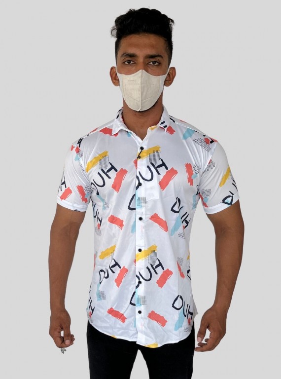 Men's Orange Contra Printed Poly Shirt – Trendy & Lightweight by Boer and Fitch