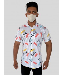 Men's Orange Contra Printed Poly Shirt – Trendy & Lightweight by Boer and Fitch