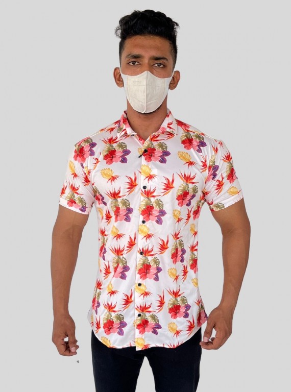 Men's Multicolour Floral Printed Poly Shirt – Vibrant & Breezy by Boer and Fitch