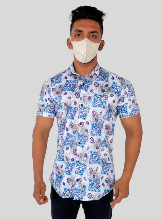 Men's Elegant Textured Printed Poly Shirt – Refined & Modern by Boer and Fitch