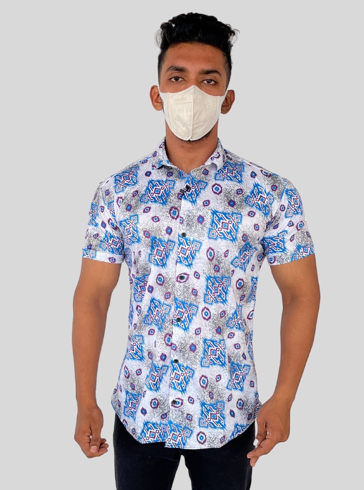 Men's Elegant Textured Printed Poly Shirt – Refined & Modern by Boer and Fitch