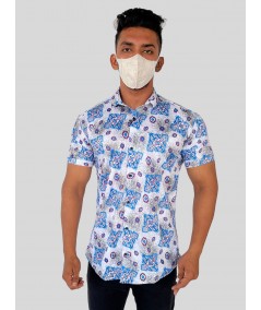 Men's Elegant Textured Printed Poly Shirt – Refined & Modern by Boer and Fitch