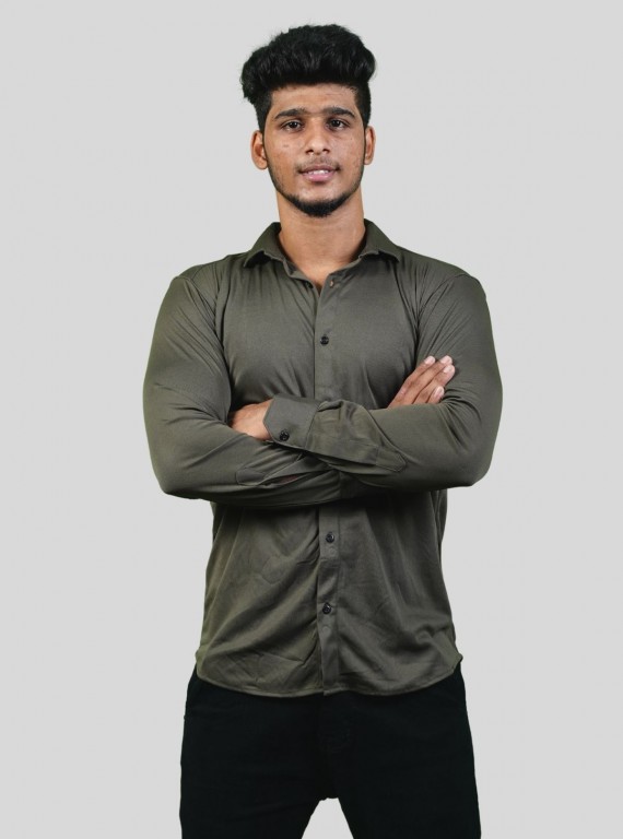Men's Olive Green Long Sleeve Poly Shirt – Smart Utility Style by Boer and Fitch