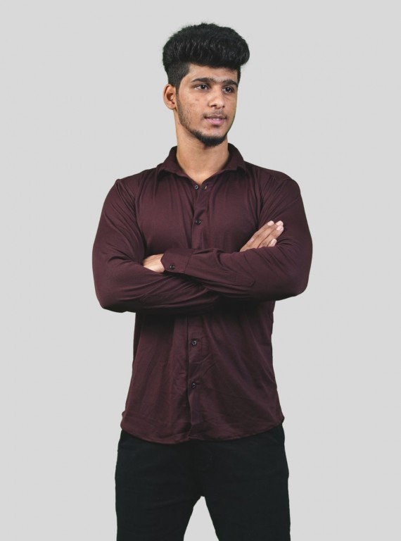 Men's Burgundy Long Sleeve Poly Shirt – Bold & Classy Look by Boer and Fitch