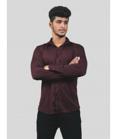 Men's Burgundy Long Sleeve Poly Shirt – Bold & Classy Look by Boer and Fitch