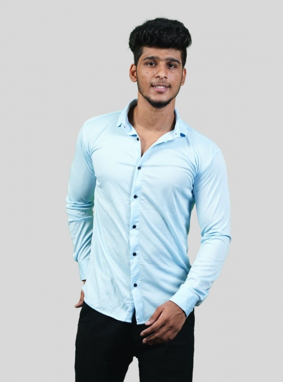 Men's Light Blue Long Sleeve Poly Shirt – Cool, Crisp & Contemporary by Boer and Fitch