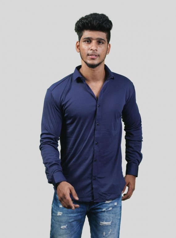 Men's Navy Long Sleeve Poly Shirt – Sharp, Sophisticated & Versatile by Boer and Fitch