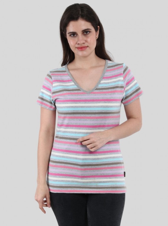 Women’s Multi Striped V-Neck Top – Boer and Fitch