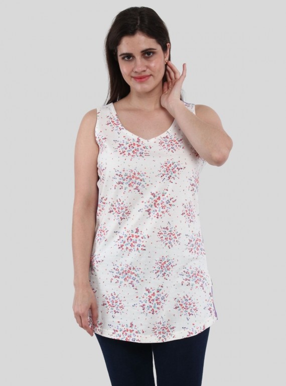 Women’s Sleeveless Purple Artistic Print Top – Boer and Fitch