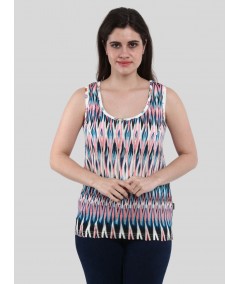 Pink Multi Color Sleeveless Top