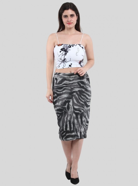 Women's Animal Print Cotton Fleece Skirt – Bold, Cozy & Stylish