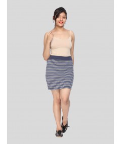 Women's Grey Striped Cotton Jersey Skirt – Casual Comfort with Chic Appeal