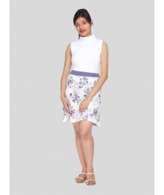 Women's Purple Floral Print Cotton Jersey Skirt – Elegant & Breezy