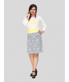 Women's Yellow Floral Cotton Jersey Skirt with Waist Band – Breezy & Bold