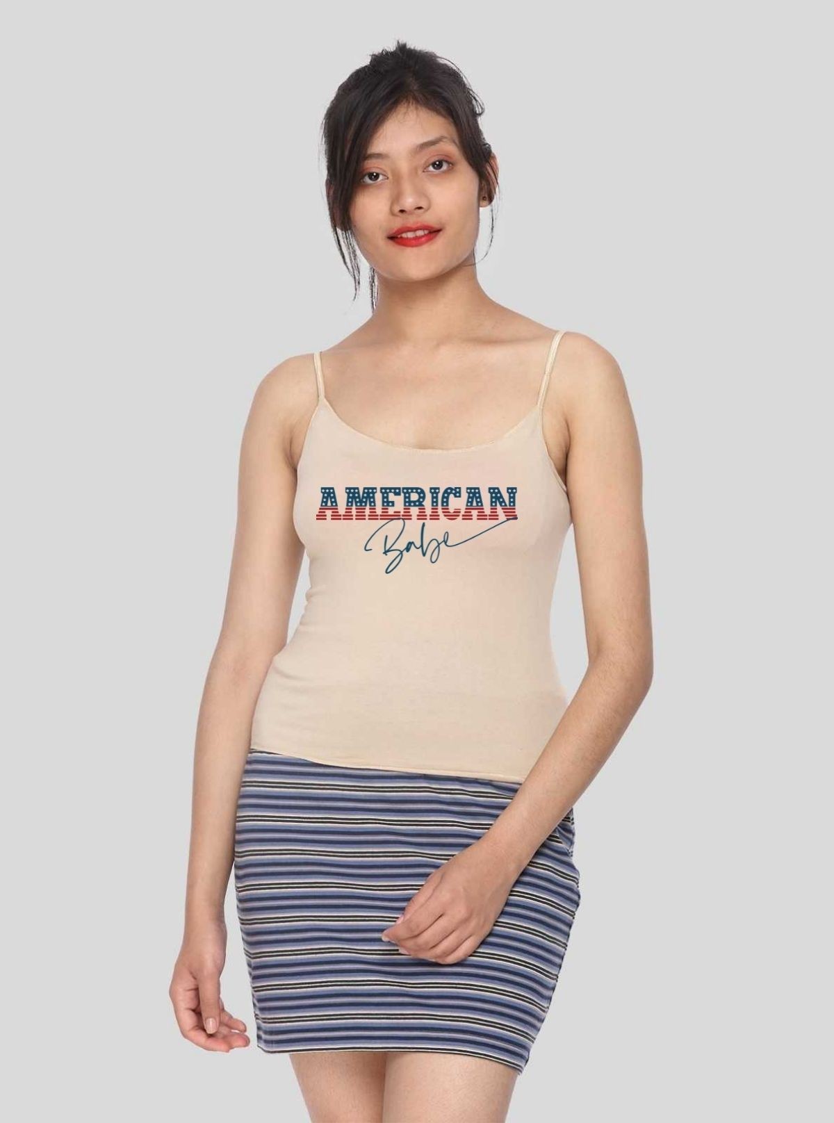 Women’s Sandal Spaghetti Top with Chest Print – Soft & Stylish | Boer & Fitch