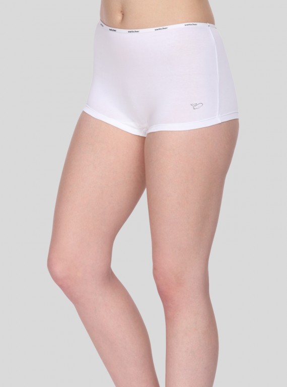 Women’s White Solid Hipster Brief in Cotton Elastane Jersey – Soft & Stretchy Comfort