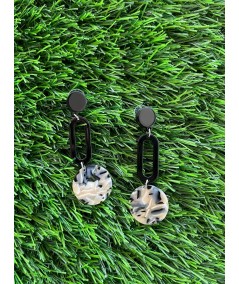 Black Marble Ear Ring