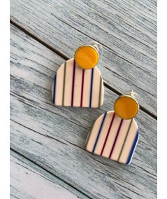 Women’s Yellow Geometric Stripes Earrings – Bold & Trendy Accent