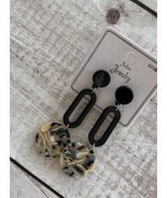 Black Marble Ear Ring