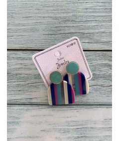 Women’s Blue Geometric Stripes Earrings – Bold & Contemporary Design