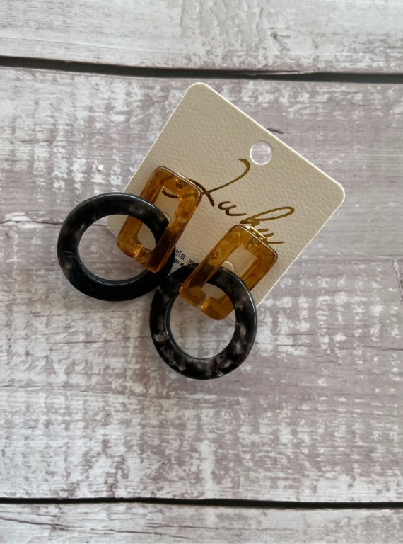 Women’s Grey Acrylic Resin Hook Earrings – Minimalist Modern Elegance