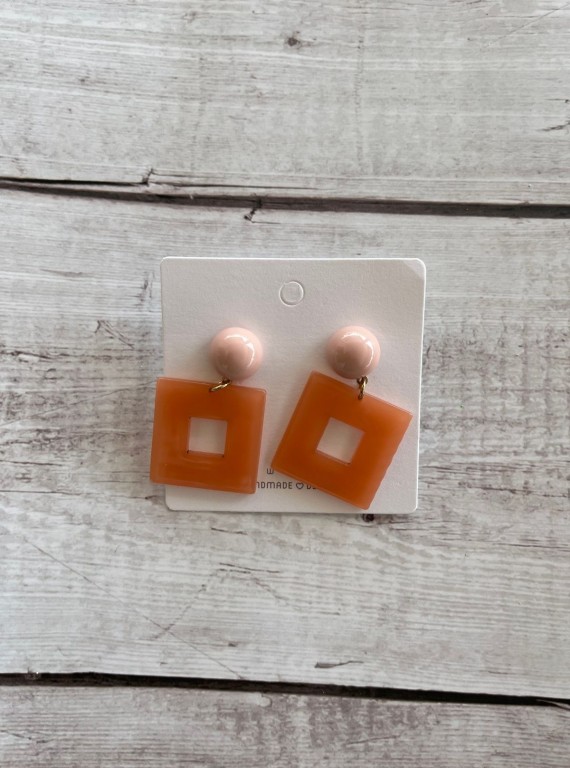 Women’s Orange Square Drop Earrings – Bold Geometric Fashion Jewelry