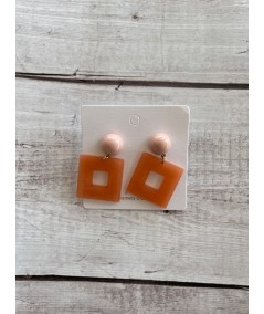 Women’s Orange Square Drop Earrings – Bold Geometric Fashion Jewelry