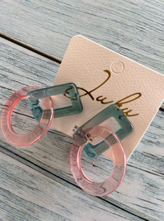 Women’s Pink Acrylic Resin Hook Earrings – Trendy Lightweight Statement