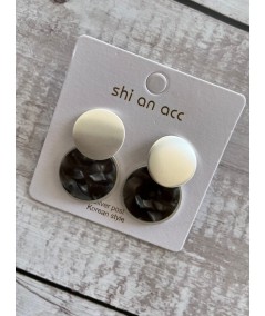 Women’s Silver & Marble Geometric Earrings – Modern Chic Elegance