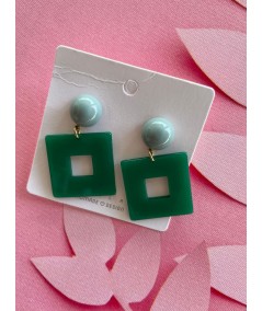 Women’s Green Square Drop Earrings – Bold Geometric Fashion Accent