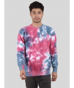 Men’s Fuchsia Frosty Tie-Dye Sweatshirt – Vibrant Hue, Cozy Fit